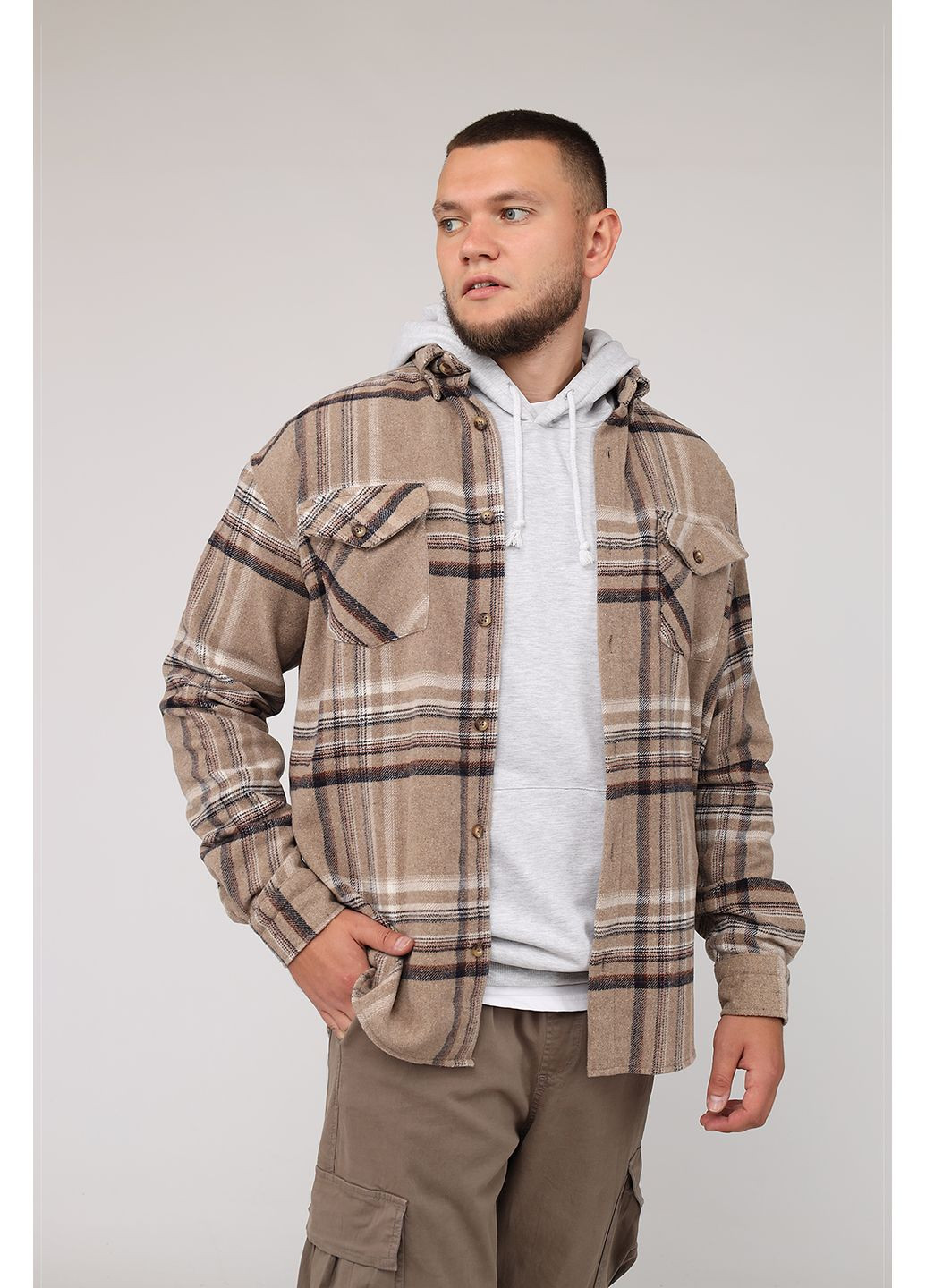 Бежевая рубашка BIG GASTINO