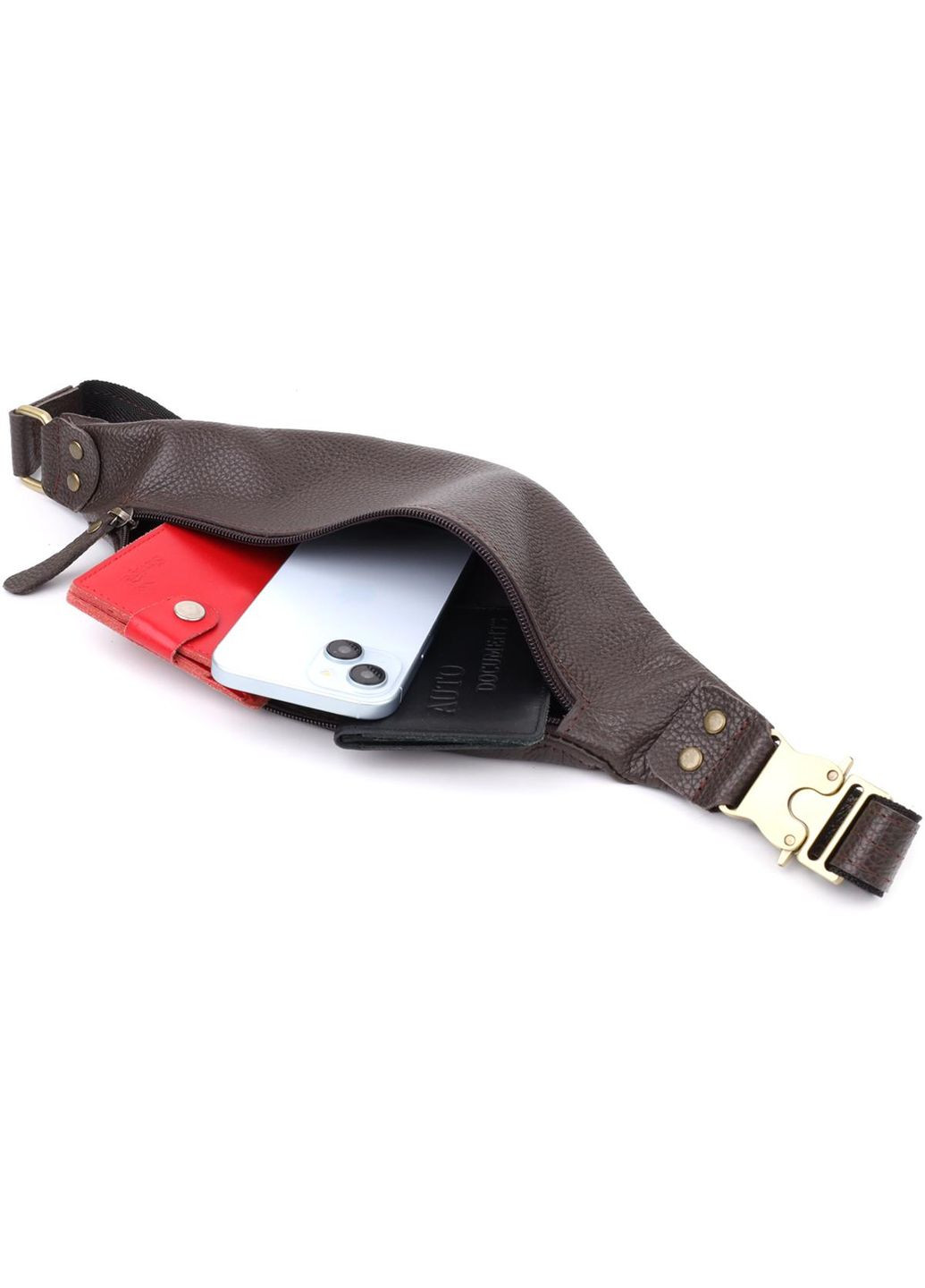 Сумка на пояс через плече шкіряна чоловіча Коричневий 35705 Shvigel (334674001)