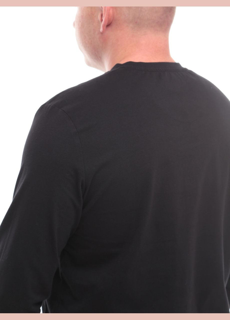 Чоловічий лонгслів чорний прямий комір мис великий розмір Jean Piere Пряма однотонний чорний повсякденні бавовна