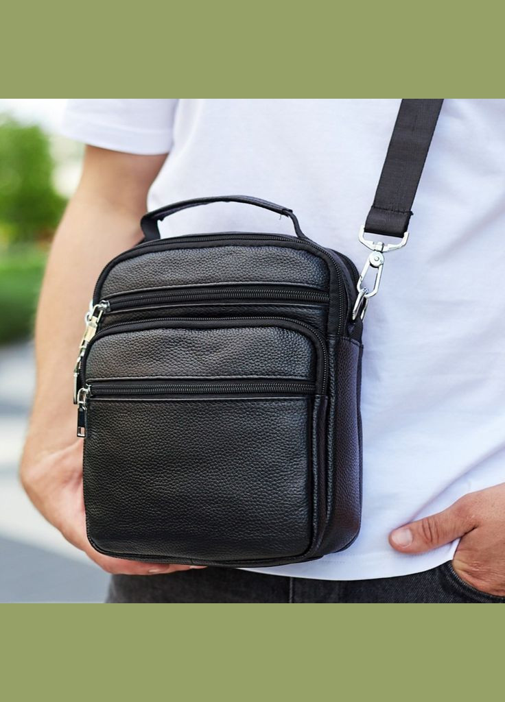 Чоловіча чорна шкіряна сумка-барсетка на кожен день A25-228C Bexhill (338373034)