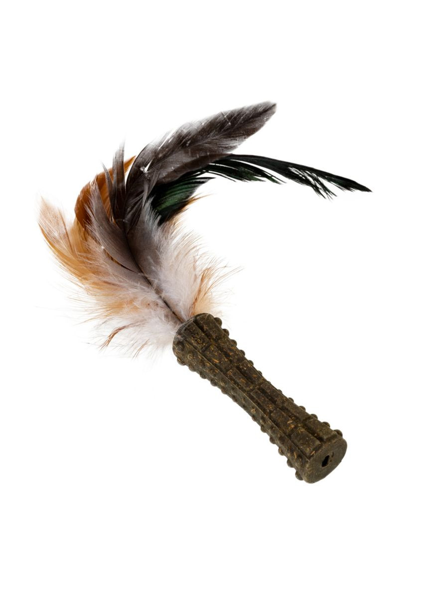 Іграшка для котів Спресована котяча м'ята з пером Catnip котяча м'ята 8 см Жовтогарячий (75334) GiGwi (329994151)