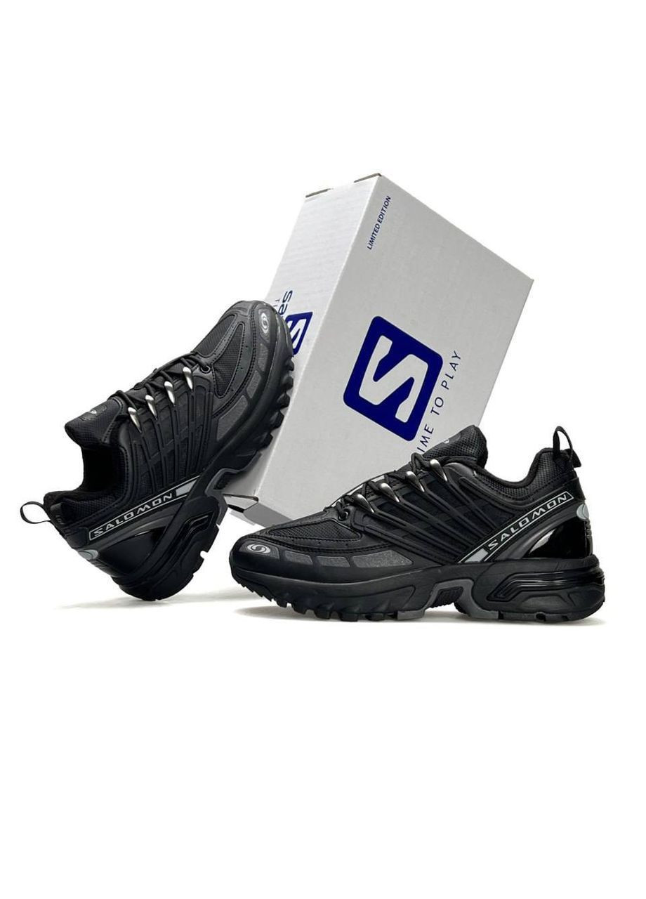 Чорні Осінні кросівки чоловічі salomon black grey No Brand ACS Pro GTX