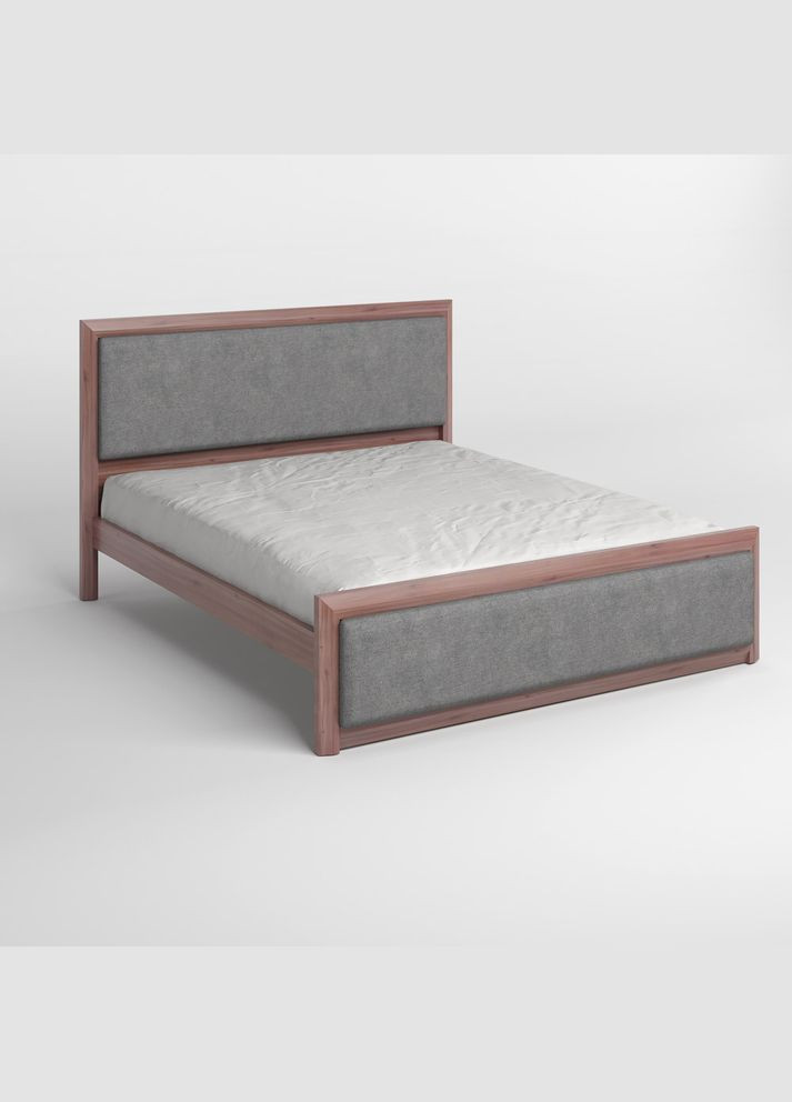 Двуспальная деревянная кровать Барселона Б4 Орех лесной/Аляска 93 (Серый) 160х200 см (MBG-13929) Mebigrand (368283299)