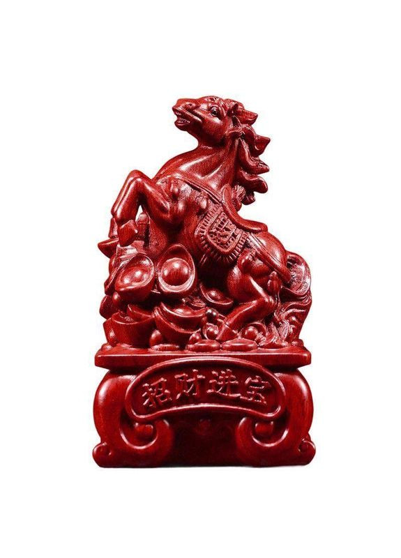 Різьблена дерев’яна статуетка червоного коня – символ 2026 року, сили, процвітання та багатства No Brand (371644624)