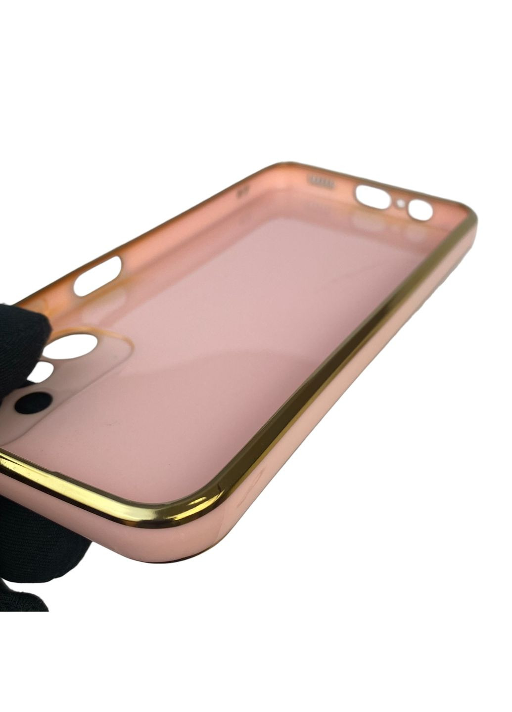 Чохол для Galaxy A14 4G (SM-A145F) глянцевий із захистом камери із золотою окантовкою на самсунг а14 4г пудровий gs1 Samsung (366229029)