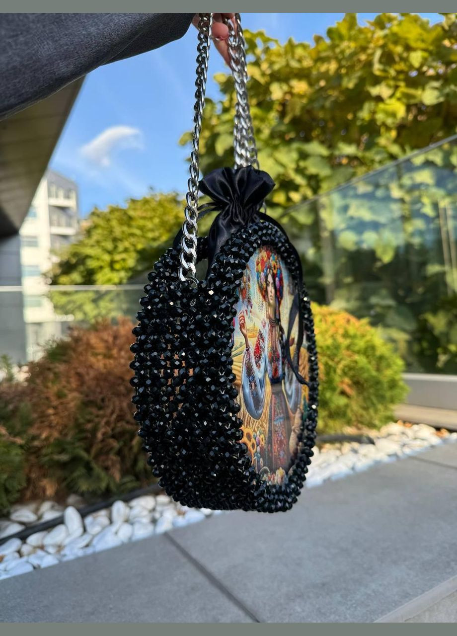 Сумка женская черная из бусин ручная работа 052 Linel (337342849)