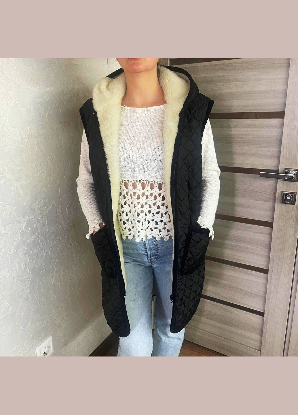 Жилетка "Балонова довга, з капішоном" No Brand (302519381)