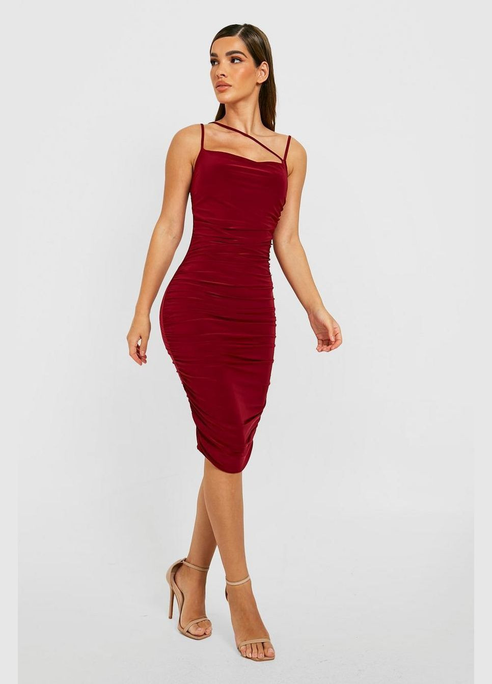 Бордова повсякденний сукня Boohoo однотонна