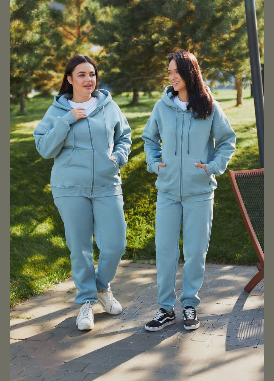 Женский теплый спортивный костюм с капюшоном (батал), бежево-серый (М137.4) UMON (315480915)