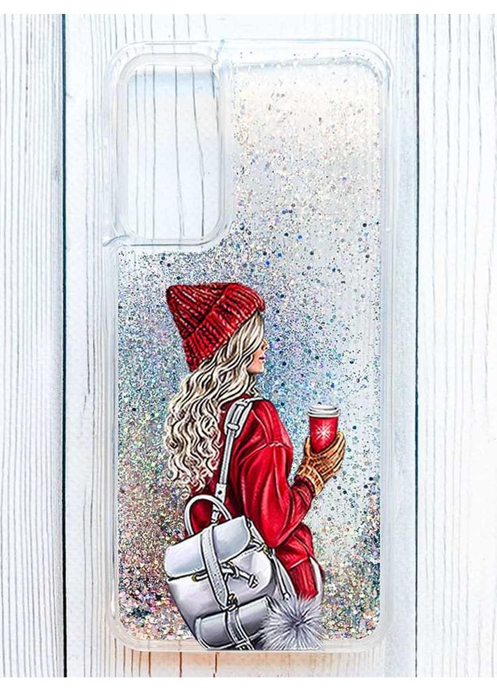 Чехол с плавающими серебряными блестками на Samsung Galaxy S24 FE Девушка с рюкзаком (принт 9) Creative (362968100)