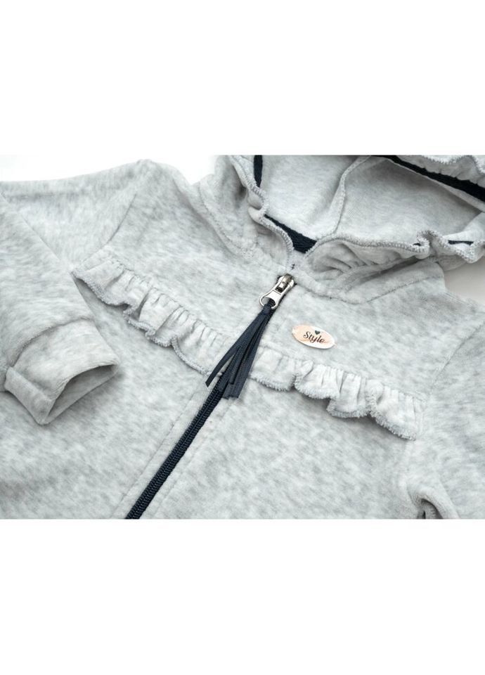 Комбінований демісезонний набір дитячого одягу велюровий (15377-62g-gray) Miniworld