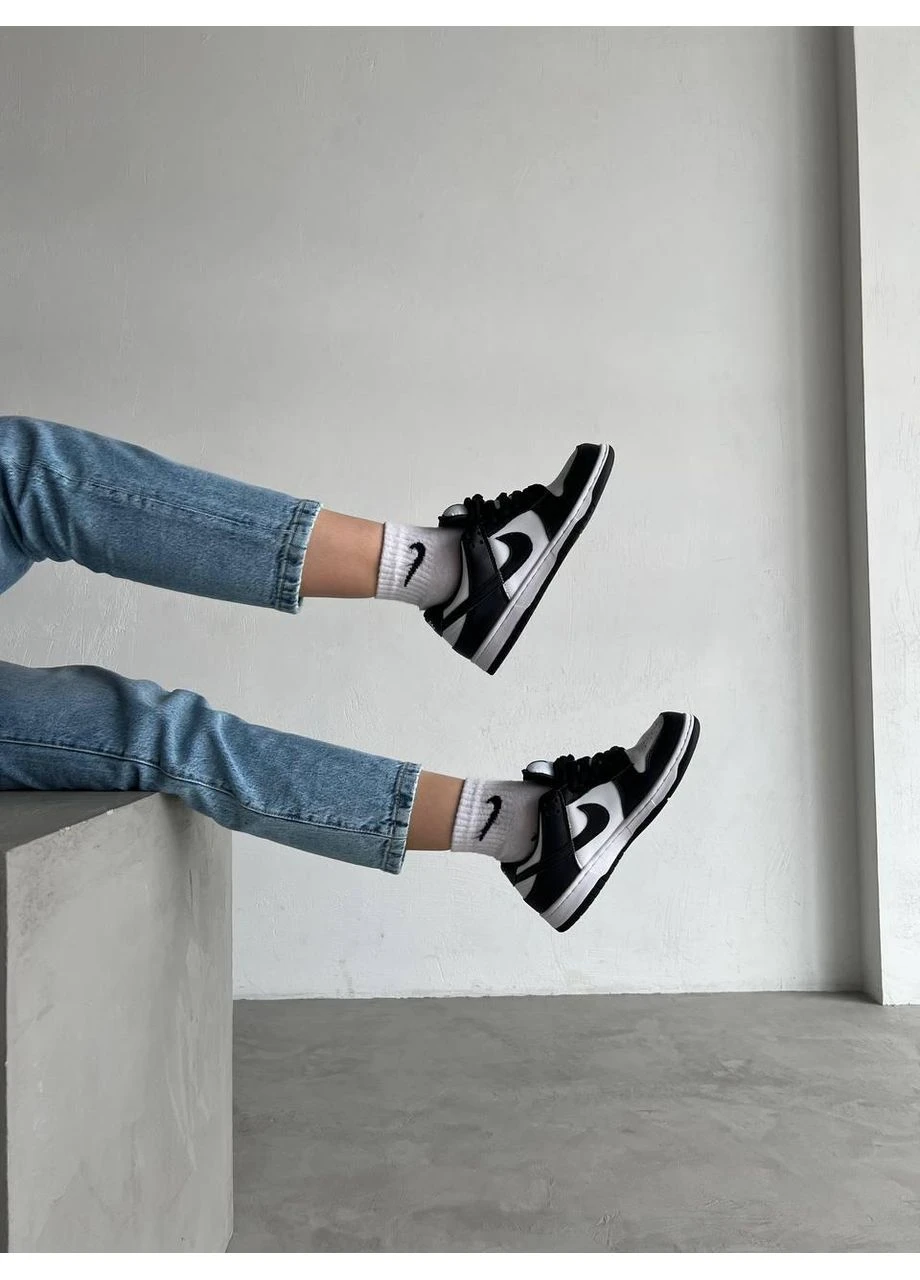 Білі літні кросівки nike dunk low retro white black найк данк No Brand
