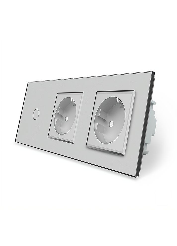 Безконтактний вимикач 1 сенсор 2 розетки сірий скло (VL-C701/C7C2EU-PRO-15) Livolo (370985074)