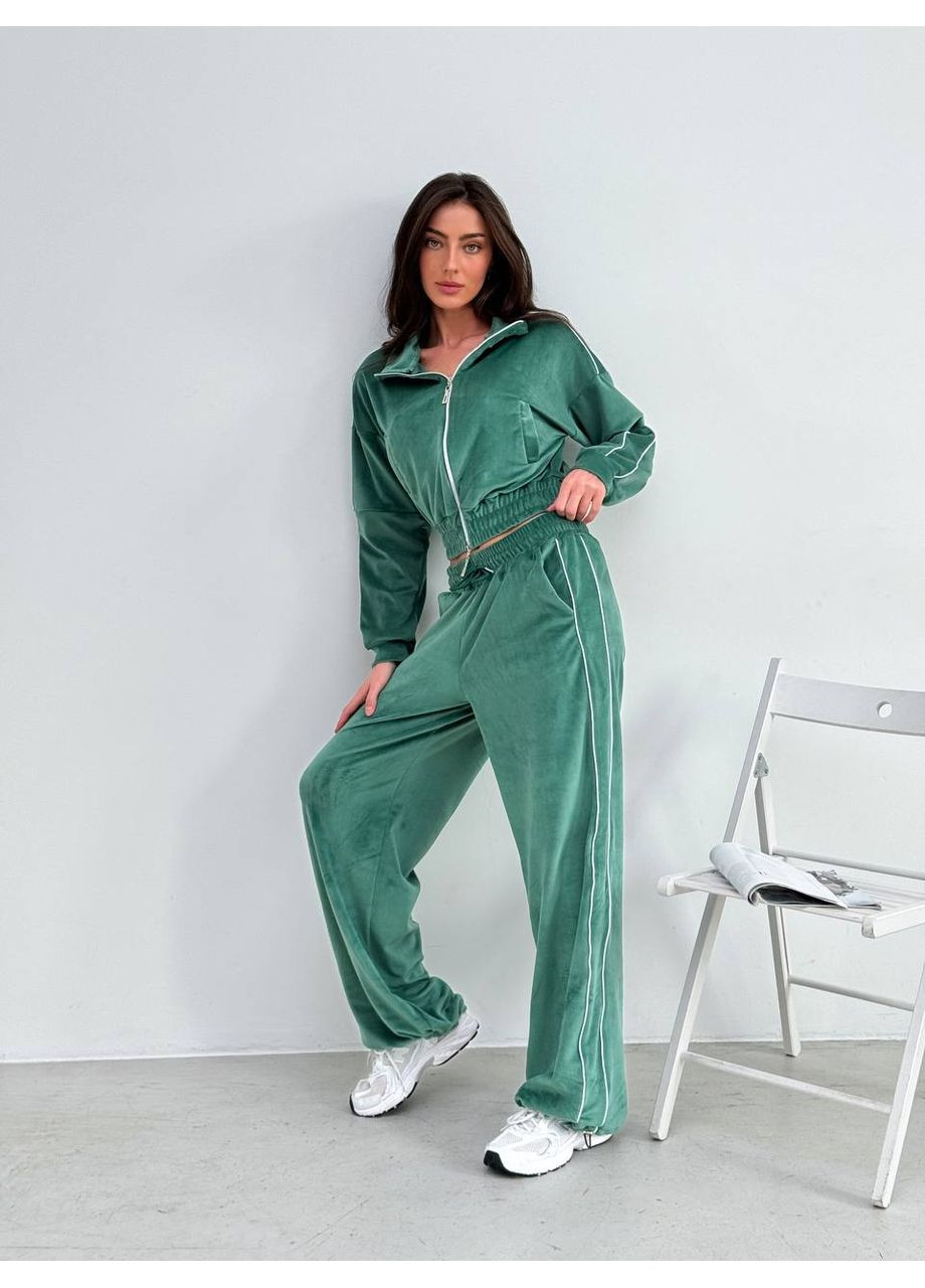 Стильний жіночий велюровий костюм з подвійною змійкою Україна (355889573)