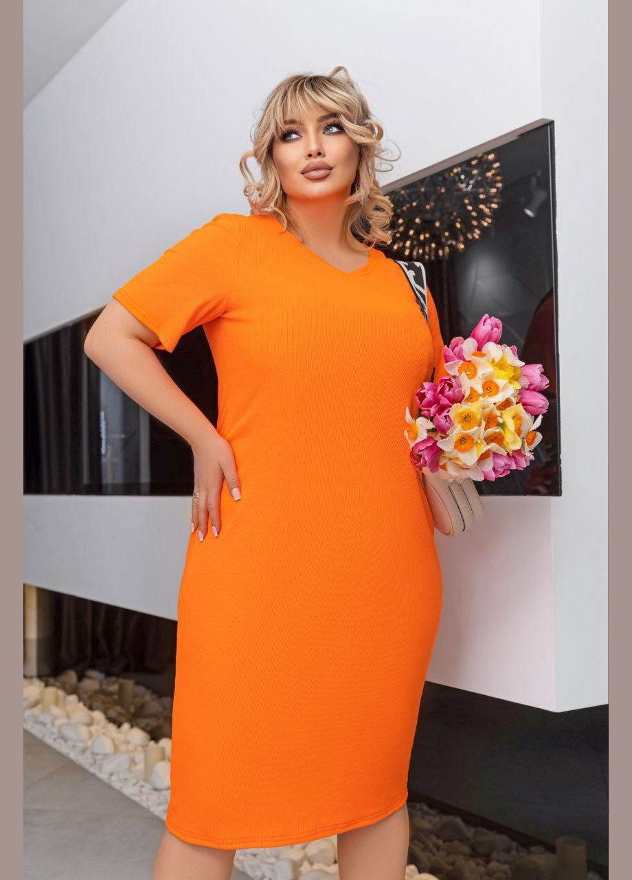 Оранжевое повседневный платье приталенное popluzhnaya