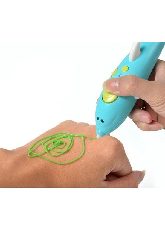 Беспроводная 3D ручка дельфин аккумуляторная с трафаретом K9903 Голубая No Brand (354226868)