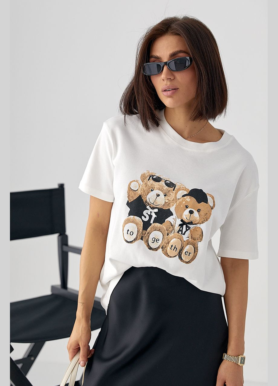 Бавовняна футболка з ведмедиками Lurex - (329626623)