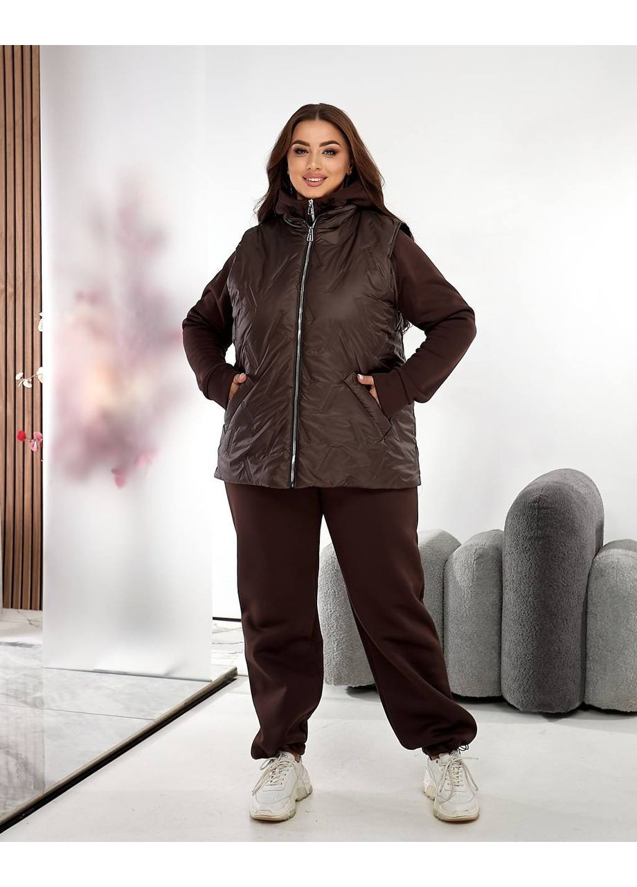 Жіночий теплий спортивний костюм з жилеткою No Brand (357075840)