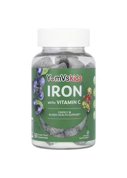 Pure, залізо з вітаміном C, виноград, 60 жувальних мармеладок YumVs (361858640)