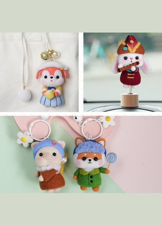 Набір для валяння Заєць з флейтою з інструментами/брелком No Brand 3146 (315825130)