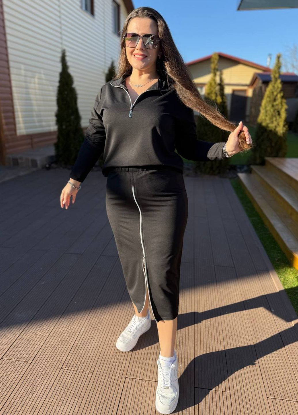 Костюм двійка: Кофта з коміром поло та спідниця міді Україна (325701878)