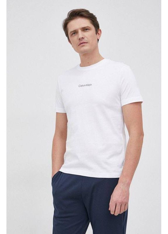 Белая футболка белая стильная легкая с передним черным логотипом, мужская, в стиле calvin klein No Brand