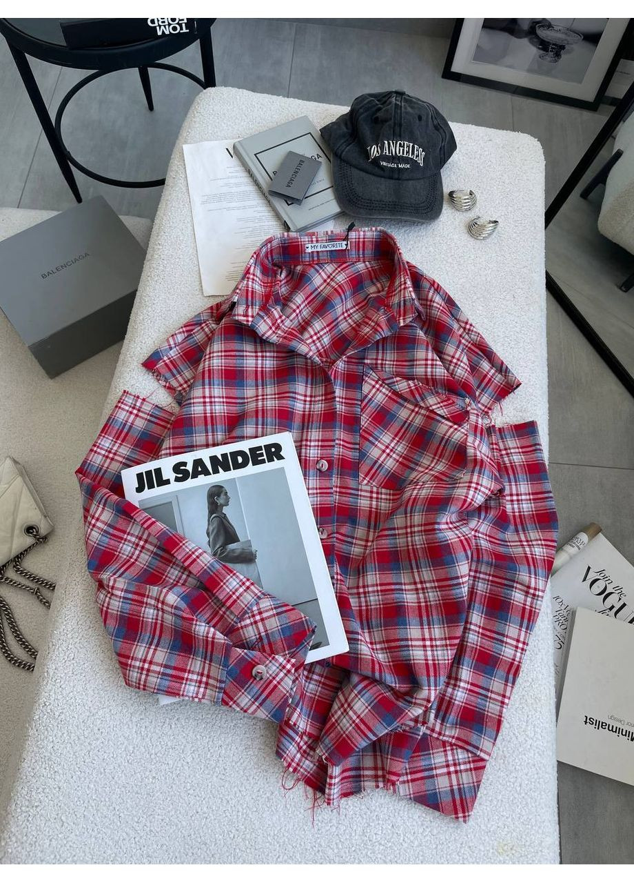 Красная повседневный, кэжуал рубашка с абстрактным узором No Brand