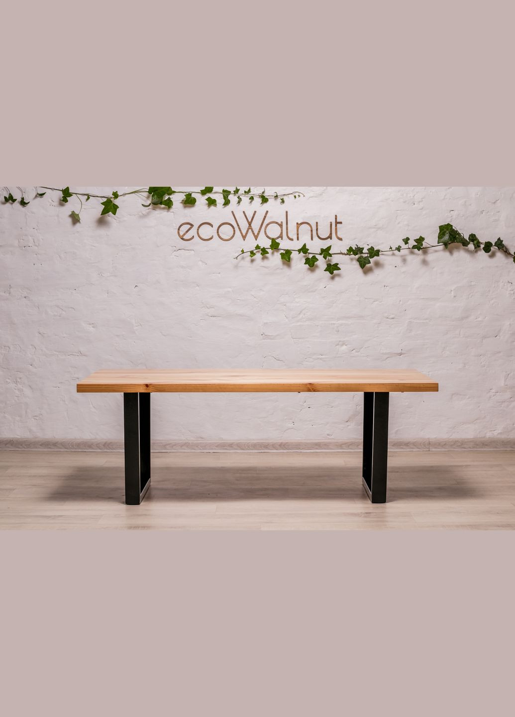 Кавовий стіл із прямокутними краями L (сосна) Обідній стіл з металевими ніжками EcoWalnut (294613516)