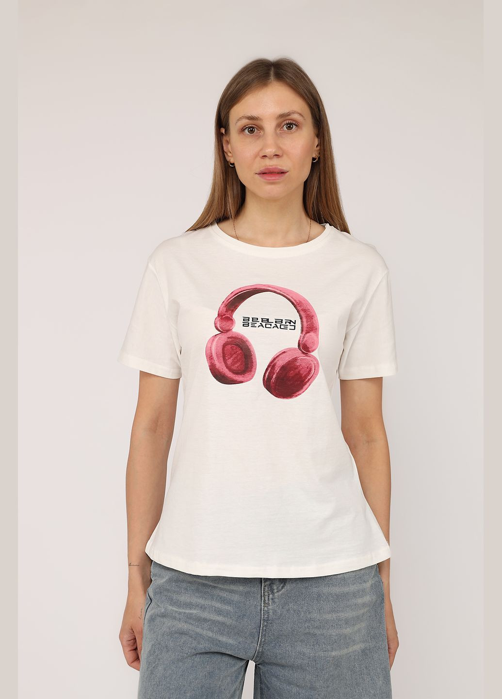 Футболка з коротким рукавом жіноча колір молочний CB-00275262 Carla Mara - (330223274)