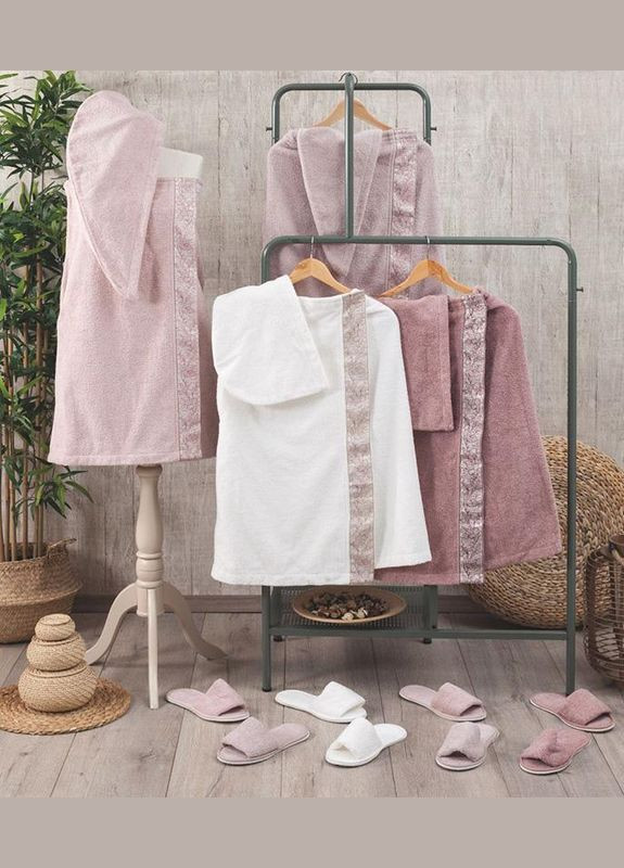 Жіночий набір рушників Flor для сауни: рушник-спідниця на липучці, чалма, капці Pupilla комбінований