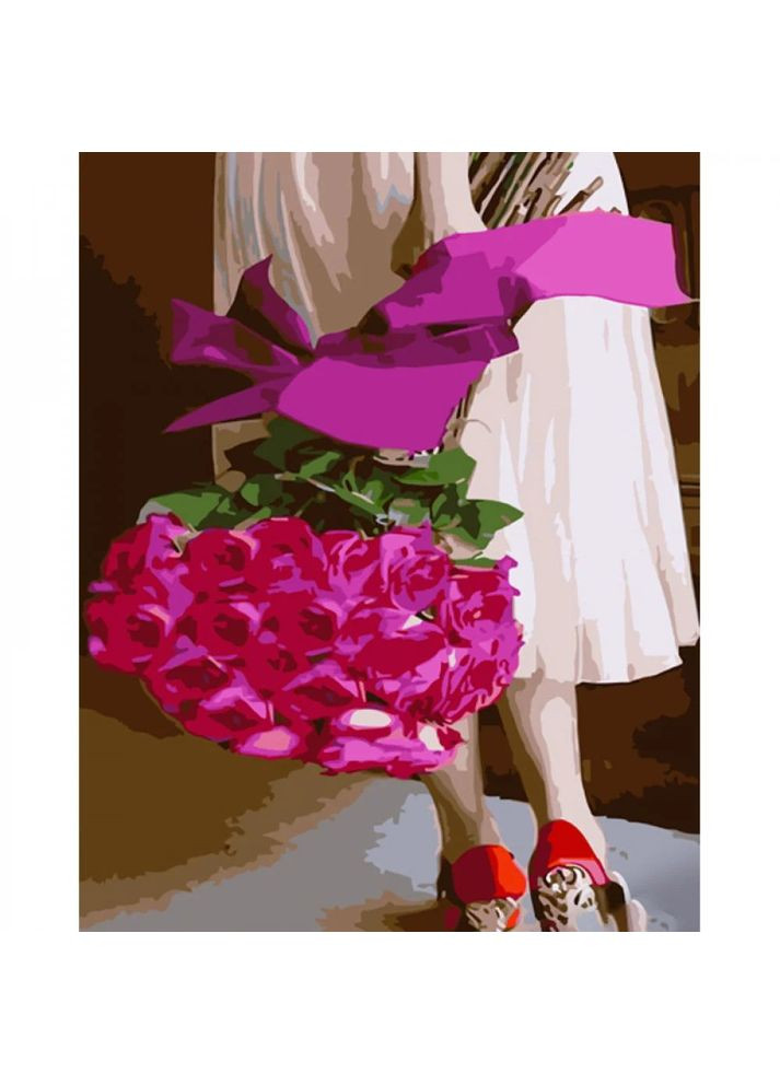 Картина-розмальовка за номерами Strateg Букет рожевих троянд 40x50 (GS1060) Стратег (365543727)