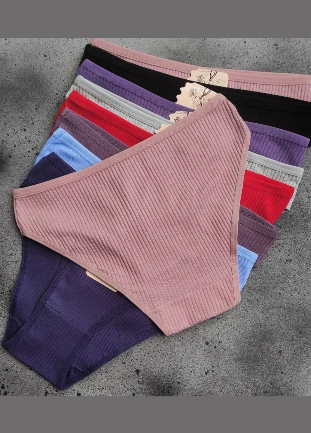 Набор 5 шт хлопковые трусы рубчик слип микс цветов No Brand (305589558)