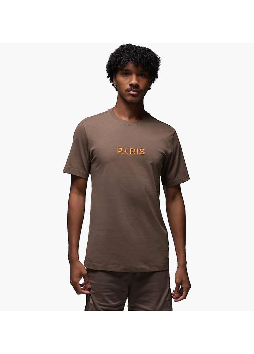 Коричнева футболка чоловіча psg ss wordmark tee brown Air Jordan