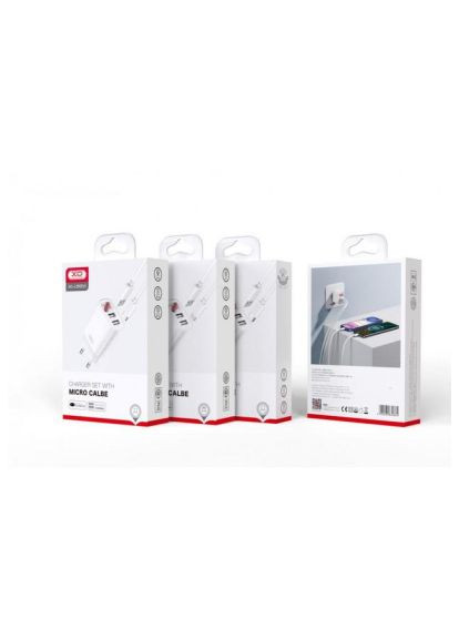 Зарядний пристрій (-L95-M) XO L95 (2USB/2.4A) + USB - MicroUSB White (370017937)
