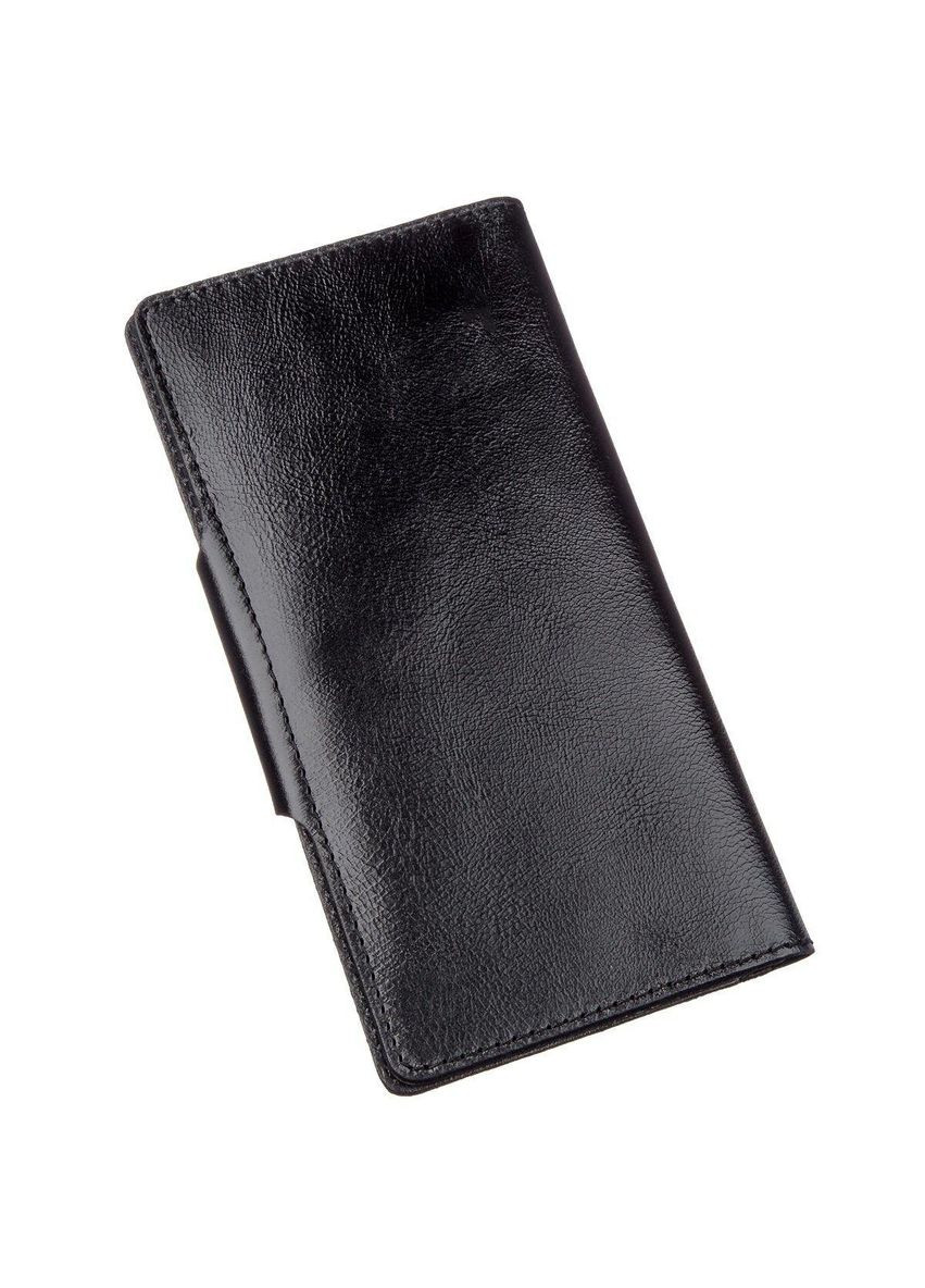 Гаманець чоловічий вертикальний зі шкіри Алькор на кнопках 16173 Чорний Shvigel (329147499)