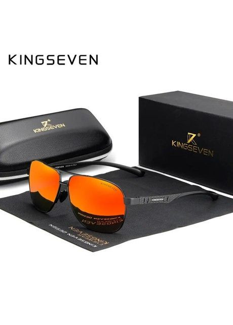 Мужские поляризационные солнцезащитные очки N7188 Black Red KINGSEVEN (303401578)