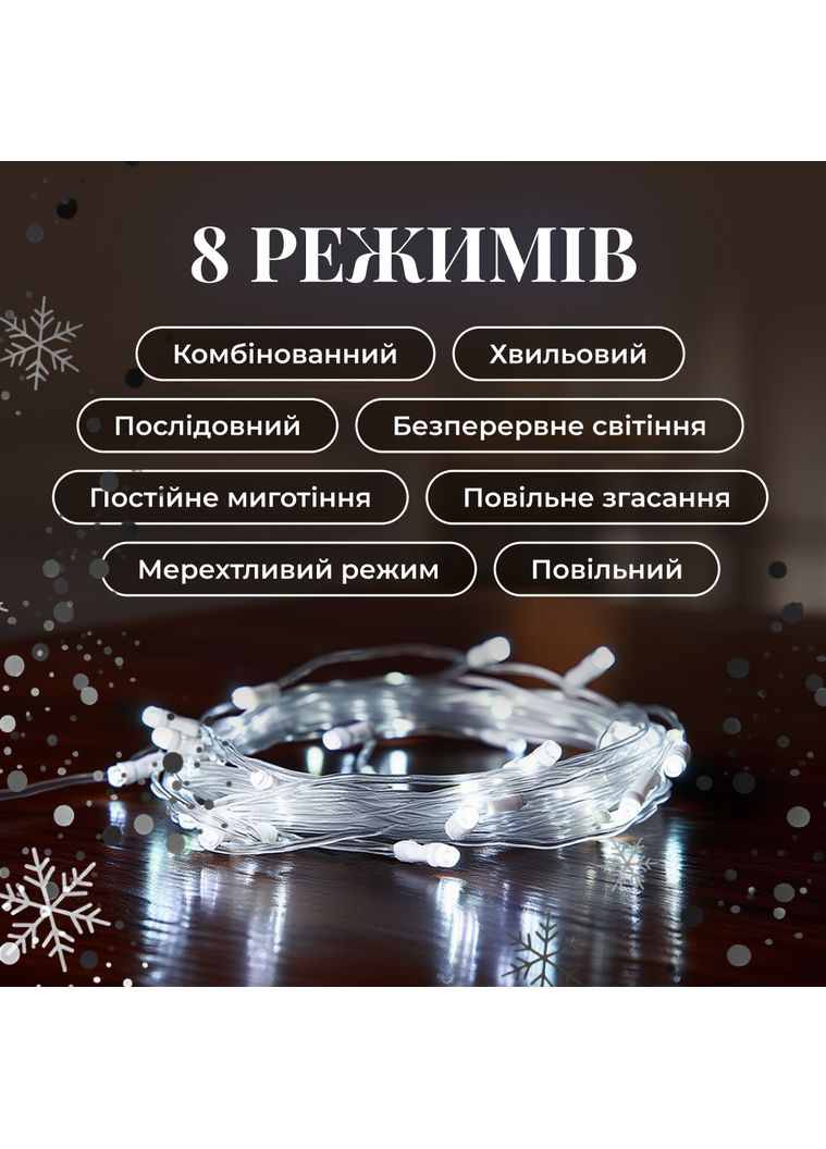 Гірлянда Нитка 180 LED 18 м прозорий провід, білий GarlandoPro (366092035)