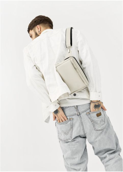 Мужская сумка бананка на пояс из экокожи Серая (792024616) Sambag (360965629)