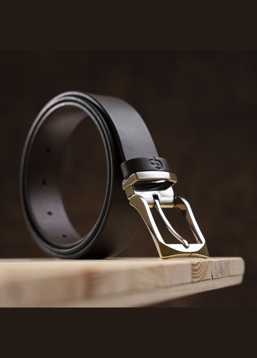 Мужской ремень кожаный 11054 Коричневый Grande Pelle (303139187)