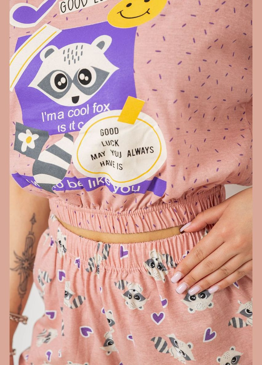 Персиковая пижама женская с принтом LINDROS 243R15421