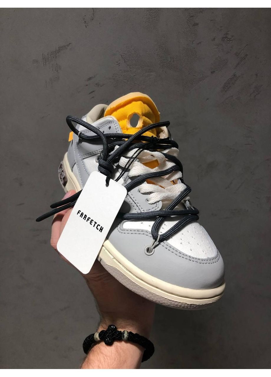 КРОССОВКИ ЖЕНСКИЕ NIKE SB DUNK X OFF WHITE GREY BLACK LACES НАЙК СБ ДАНК No Brand серые демисезоны (368870446)