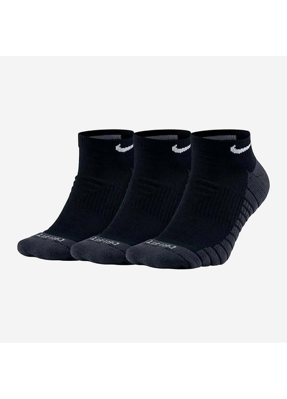 Чёрные носки u nk everyday max cush ns 3pr черный Nike однотонные (333960686)