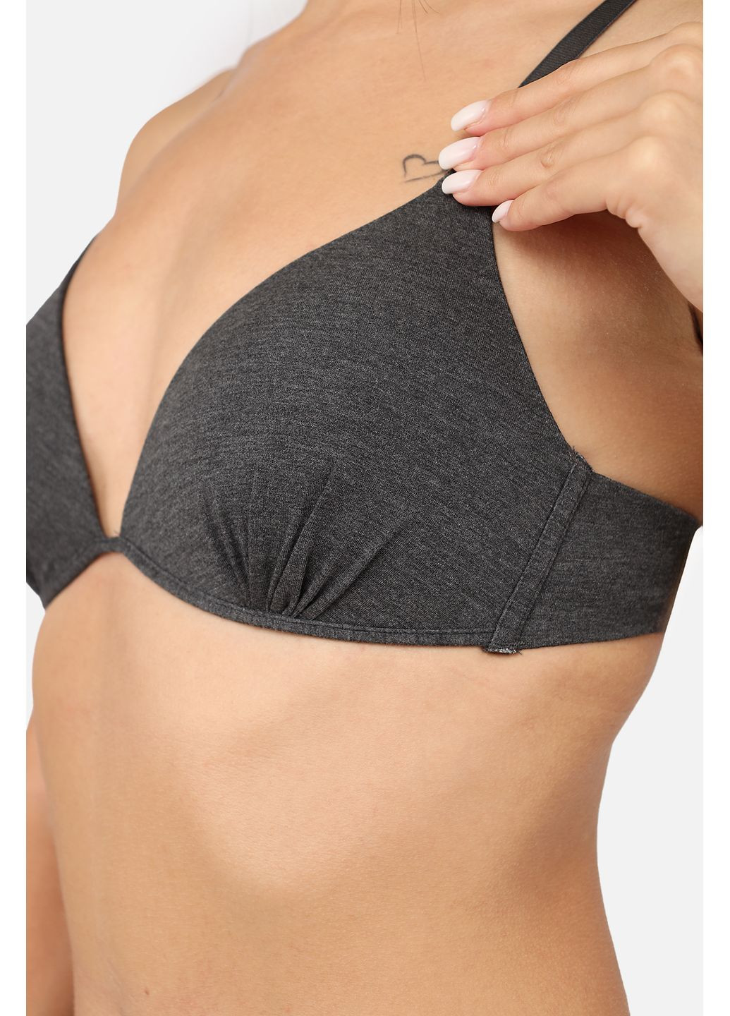 Темно-сірий бюстгальтер трикутник жіночий колір темно-сірий цб-00278919 No Brand трикотаж