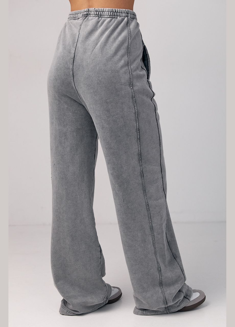 Женские трикотажные штаны с затяжками внизу - серый Lurex (293293067)