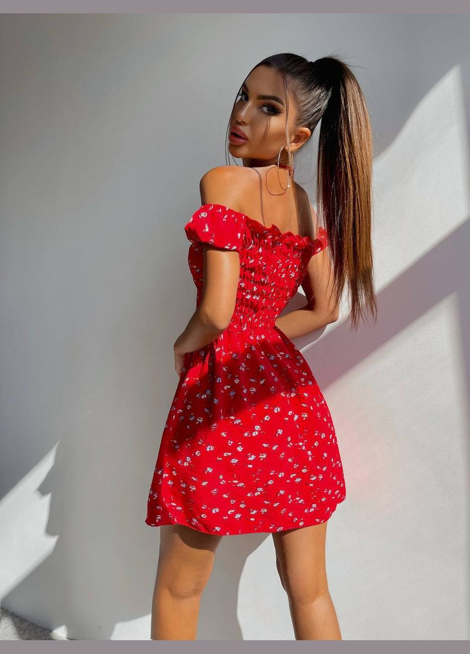 Червона жіноча сукня софт No Brand з квітковим принтом