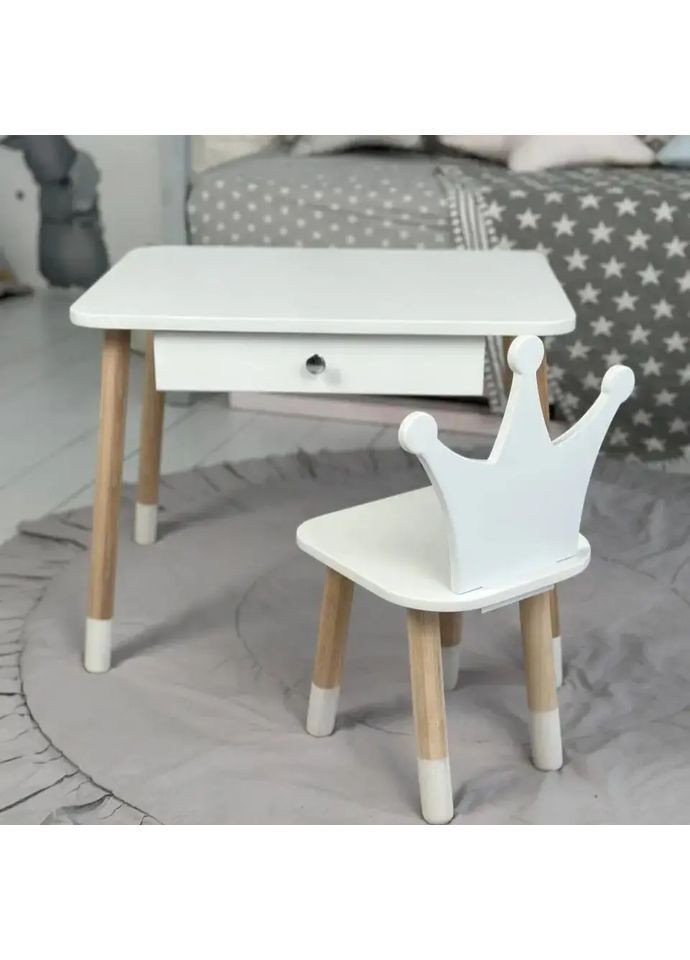 Столик дитячий зі стільцем Корона 46x60x45 см Білий (2183862683) No Brand (371687263)