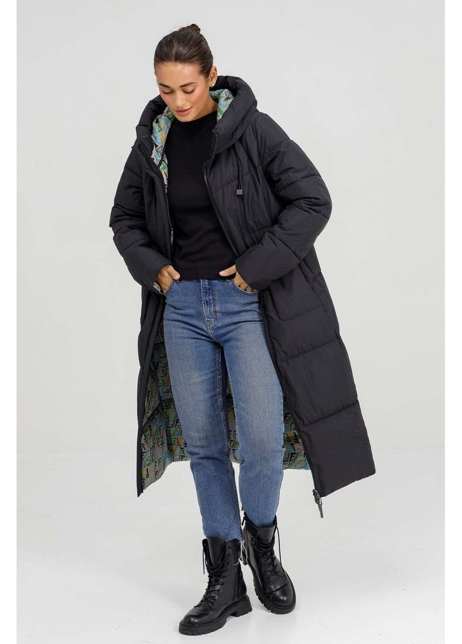 Черная зимняя пуховик-одеяло зимний двухсторонний куртка-одеяло Lora Duvetti