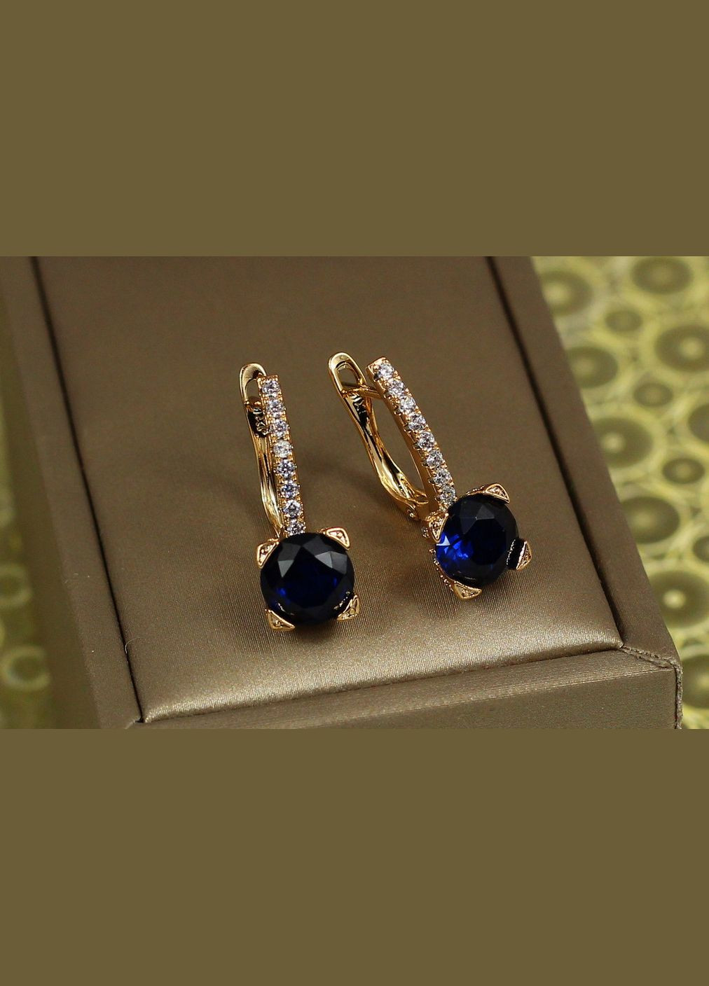 Сережки світло у вікні з синім каменем 2,2 см золотисті Xuping Jewelry (316433132)