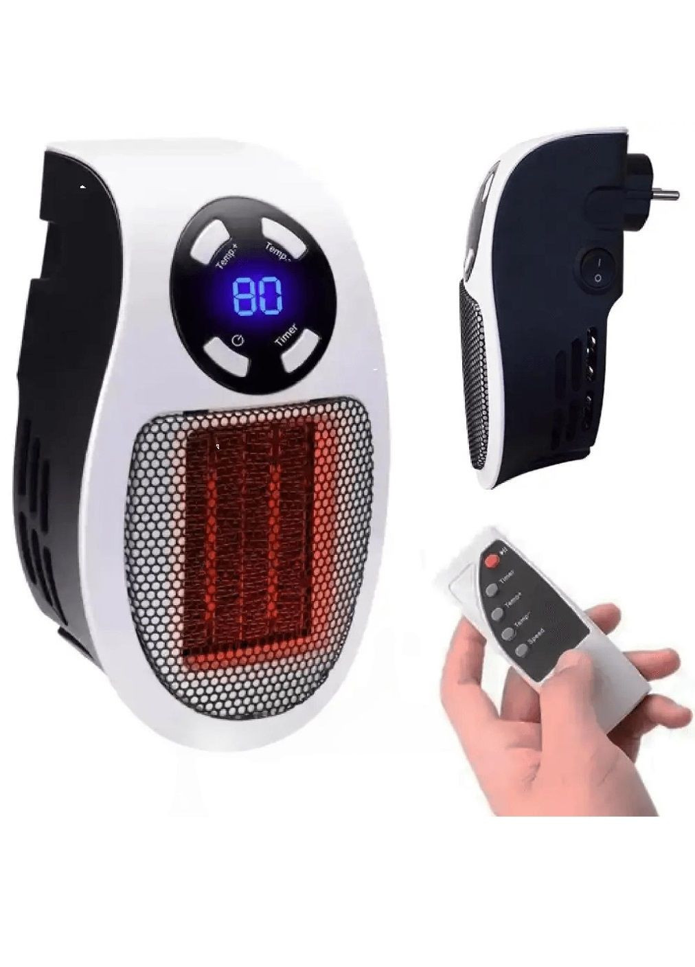 Настенный электрообогреватель обогреватель с пультом LCD дисплеем подключается в розетку 500W 11.5х11х7.5 см (479012-Prob) Unbranded (315411588)