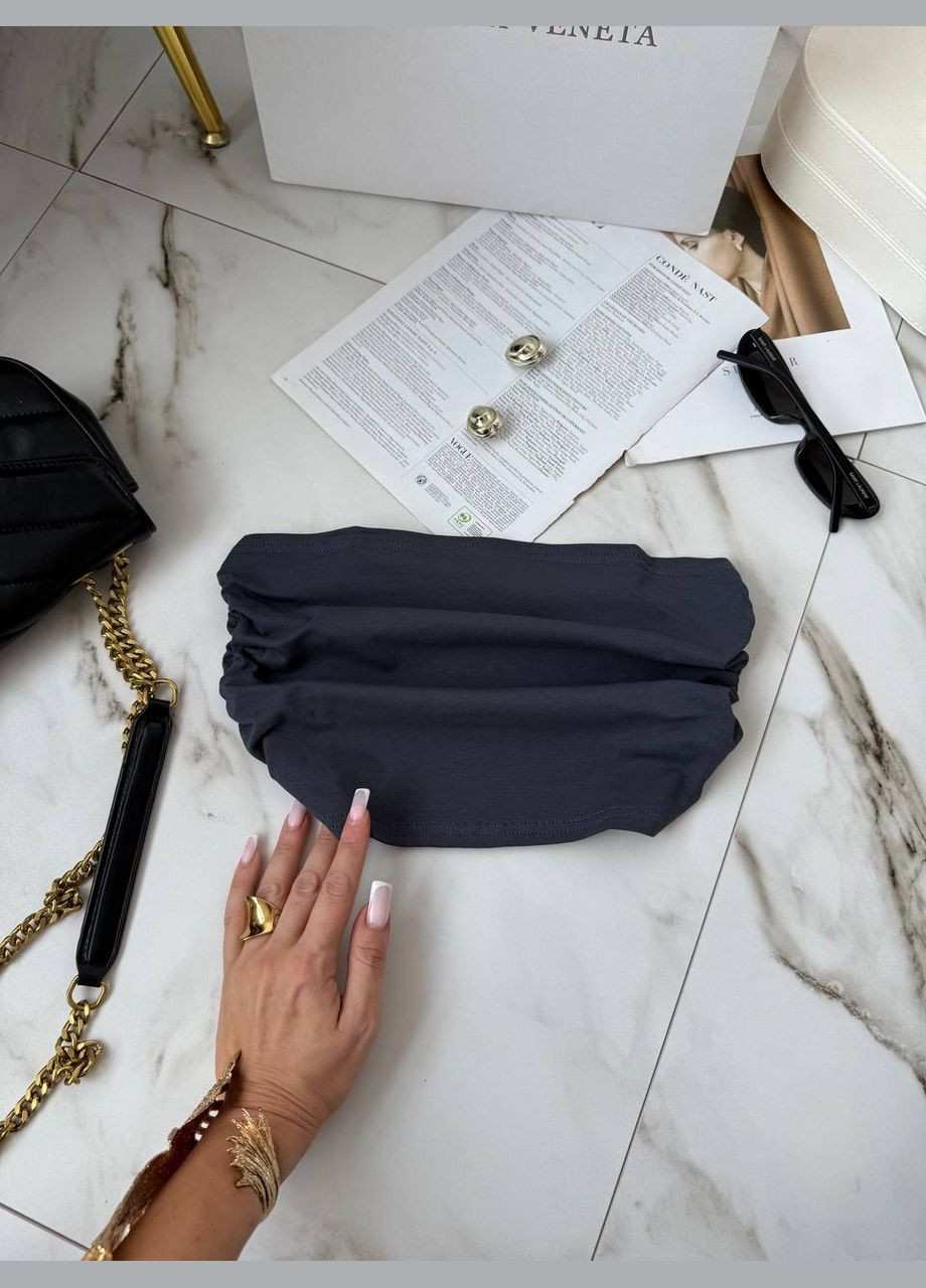 Базовый графитовый топ из хлопка No Brand 901-2 (338187804)